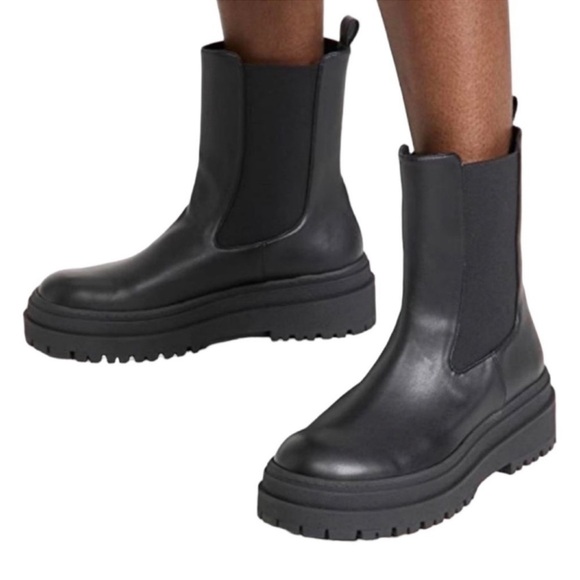 NWOT Good American Chelsea Combat Boots Sz 7.5 | Good American Black Combat Boot - Picture 1 of 10